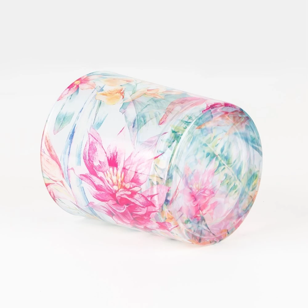 Heat Transfer Printing Glass Candle Jar 8oz for Floral Scented Candles