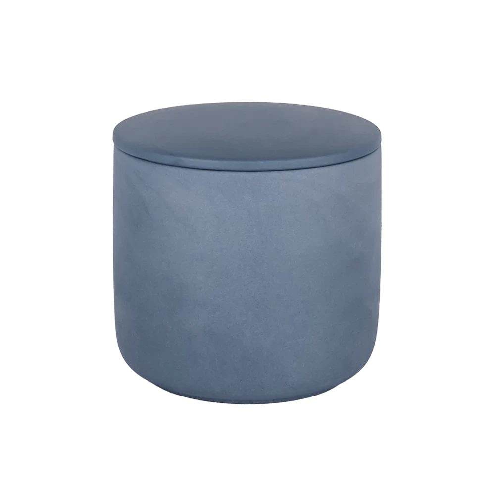 Nowoczesny dżinsowy ceramiczny słoik na świecę z pokrywką w stylu nordyckim