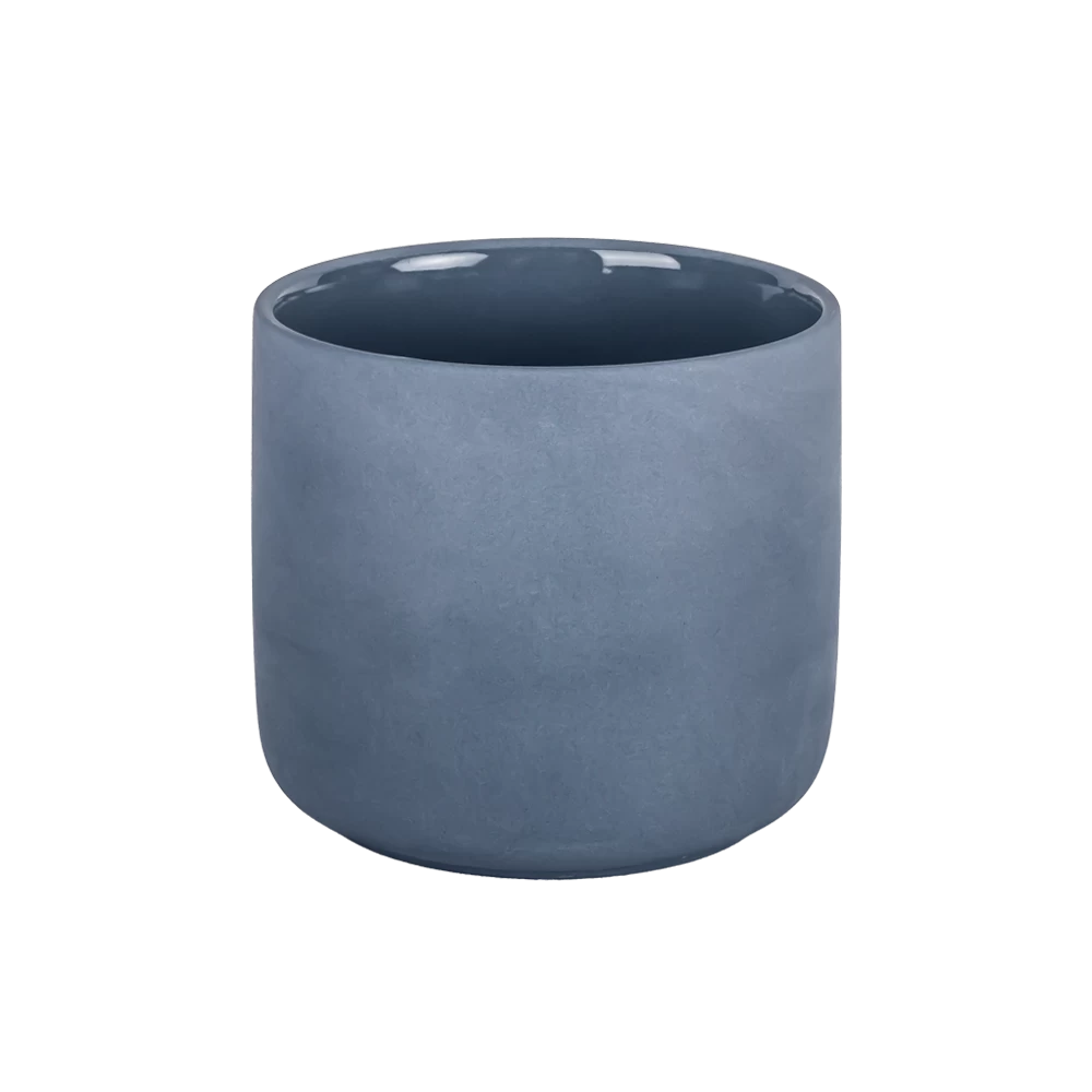 Nowoczesny dżinsowy ceramiczny słoik na świecę z pokrywką w stylu nordyckim