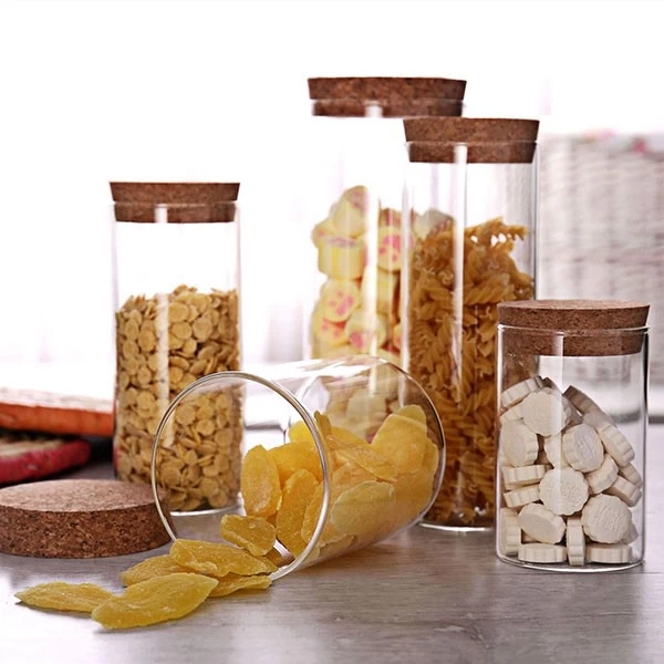 15oz Storage jar with cork lid Borosilciate Glass Jar