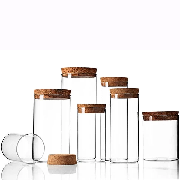 15oz Storage jar with cork lid Borosilciate Glass Jar