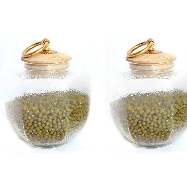 17oz hammered  storage jar with cork lid borosilicate glass