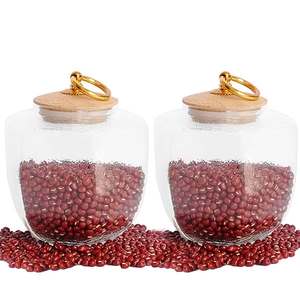 19oz Hammered Canister Hexagon Borosicate Glass Canister