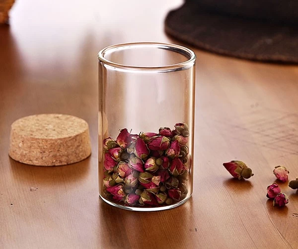 9oz Storage jar with cork lid Borosilciate Glass Jar