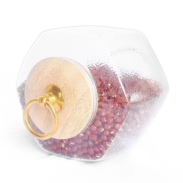 19oz Hammered Canister Hexagon Borosicate Glass Canister