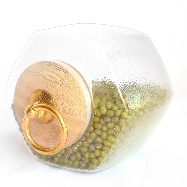 17oz hammered  storage jar with cork lid borosilicate glass