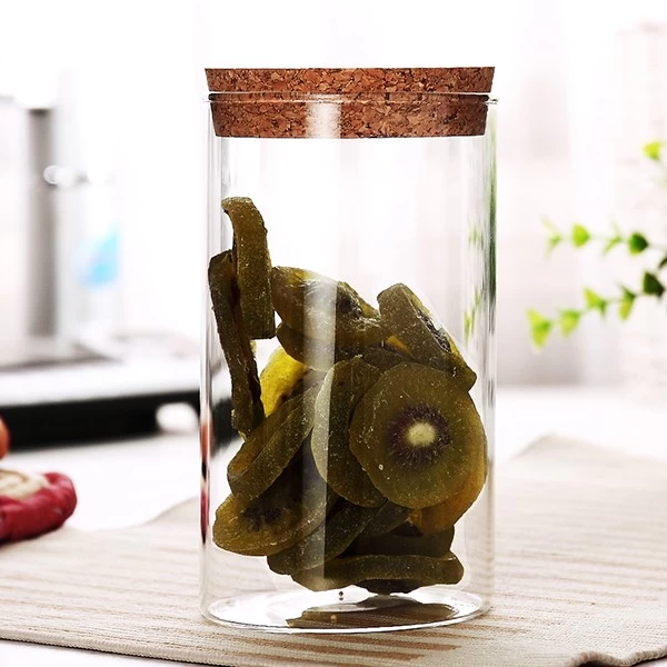 3.35 x 5.9inch borosilicate food storer with cork lid 19oz