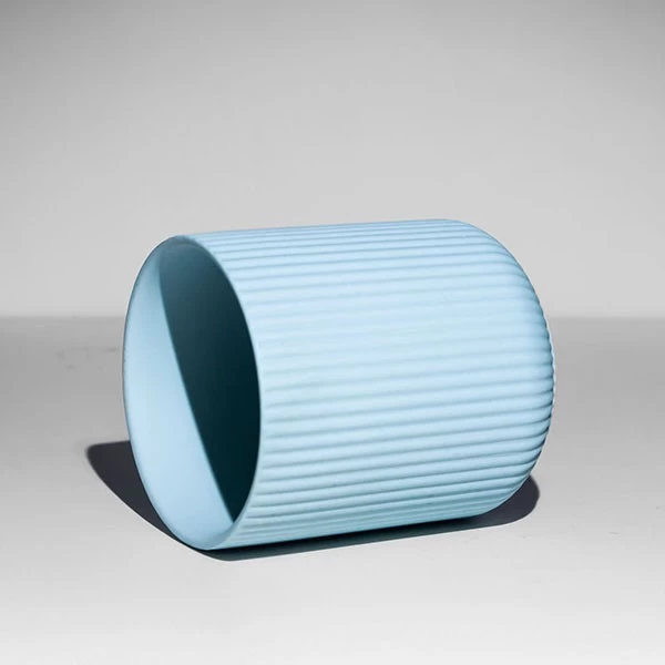 10oz Pleated Light Blue Porcelain Jars Empty for Scented Candles