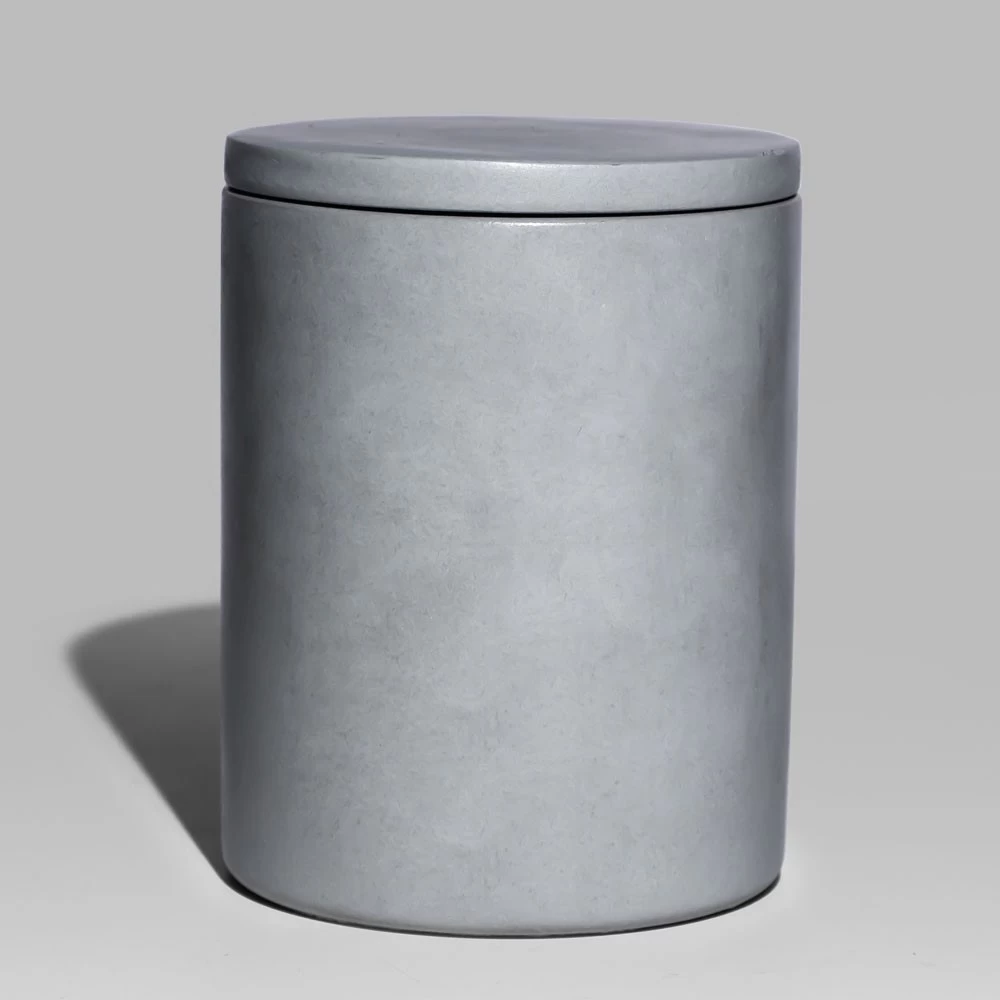 Grey Concrete Candle Jar With Lid 11oz