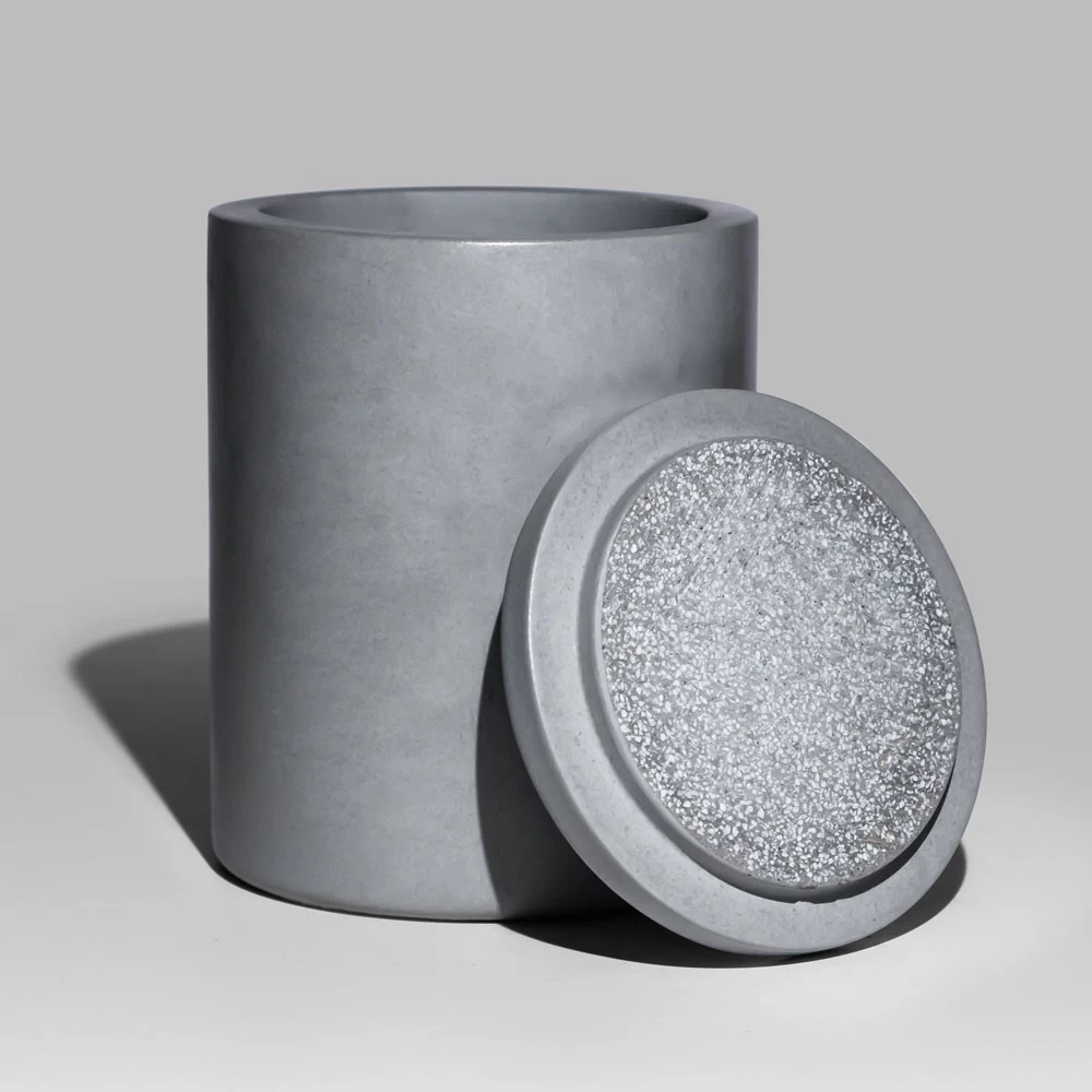 Grey Concrete Candle Jar With Lid 11oz