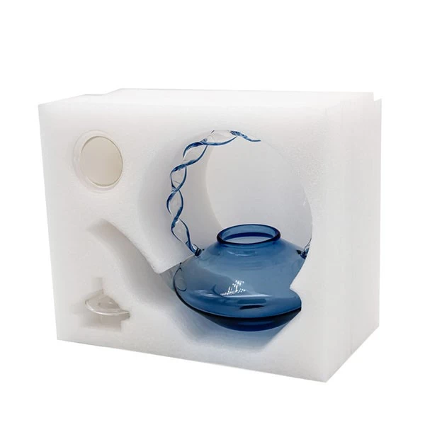 Heat Resistant Blue Borosilicate Tea Pot with Spirl Handle and Removable Glass Infuser