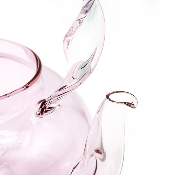 High Borosilicate Pink Tea Pot with Spiral Handle and Glass Infuser