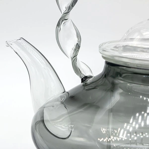 Luxury Gift Grey Borosilicate Tea Pot with Spirl Handle and Removable Glass Infuser