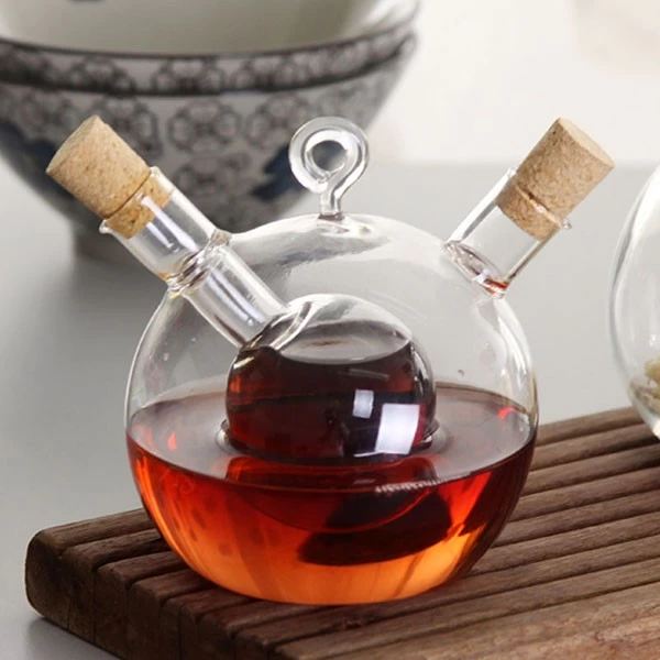 2 in 1 olive oil and vinegar dispenser borosilicate glass for kitchen