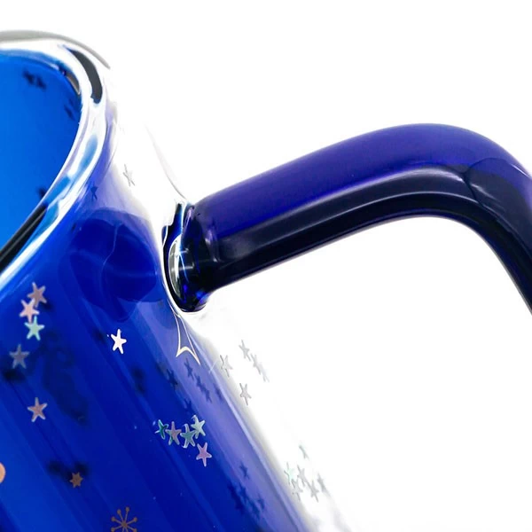 High-end Blue Glitter Decorated Double Wall Coffee mug 13oz