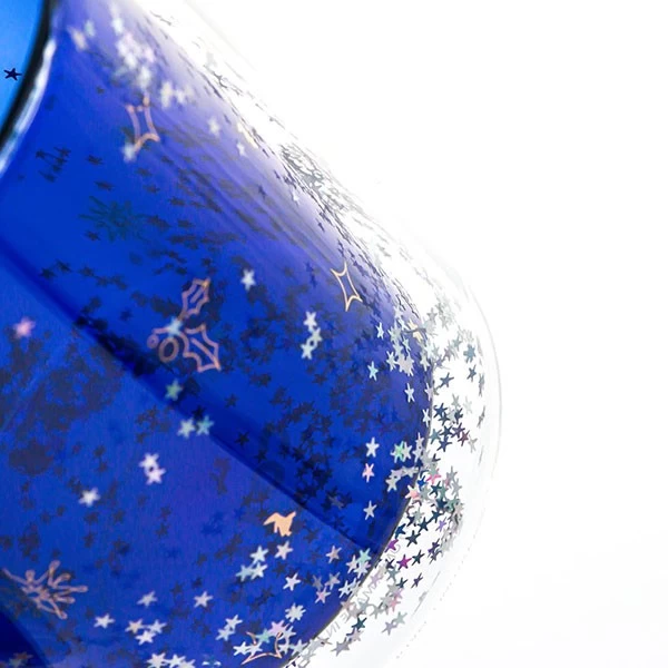 High-end Blue Glitter Decorated Double Wall Coffee mug 13oz