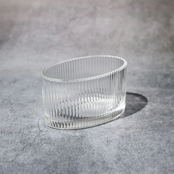 6oz Oval Ribbed Glass Candle Jar for Wedding