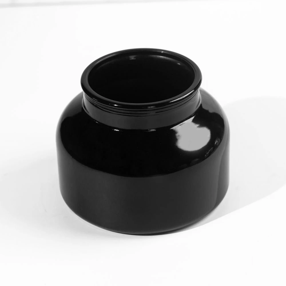 Wholesale 18oz Glossy Black Glass Jar