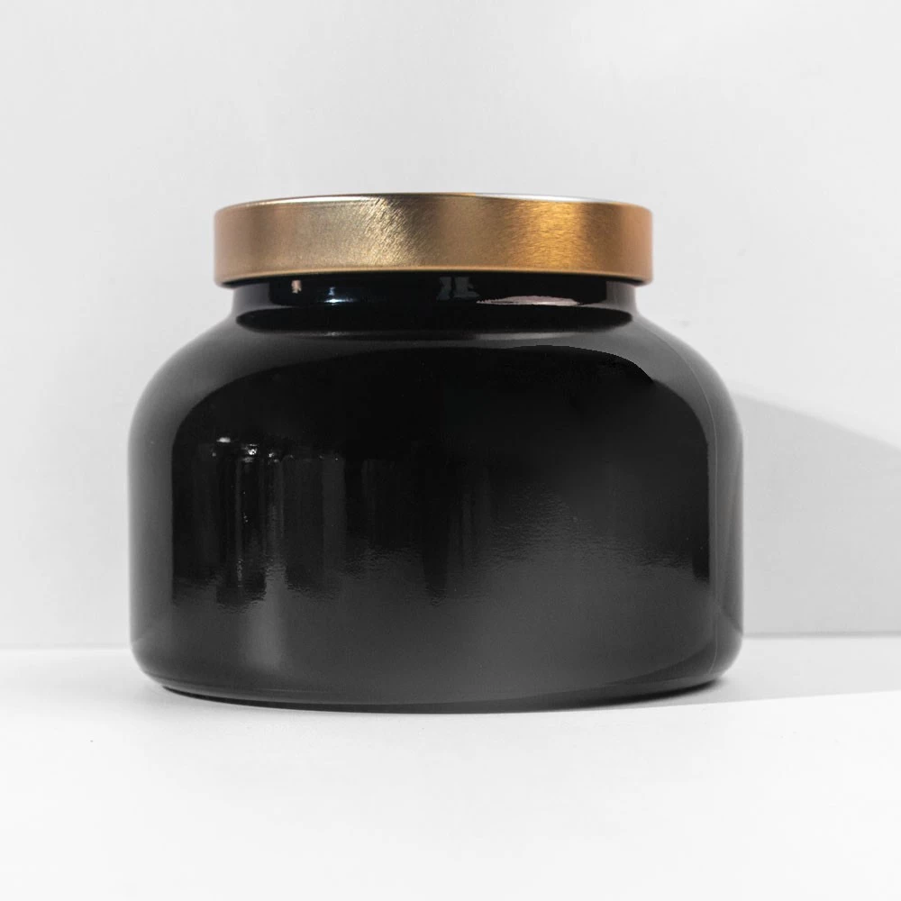 Wholesale 18oz Glossy Black Glass Jar