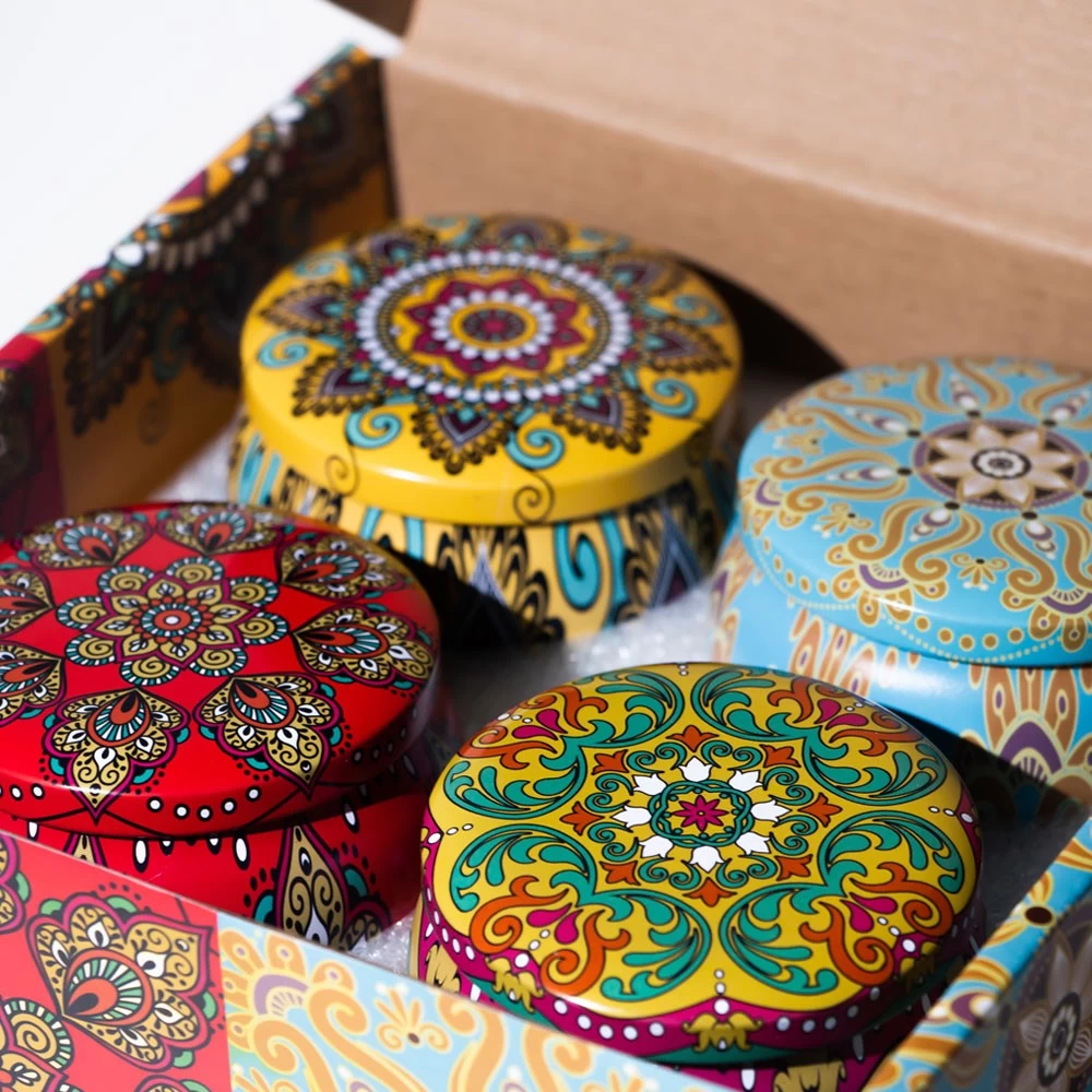 Watercolor Tin Containers Custom Metal Seamless Empty Tin Box