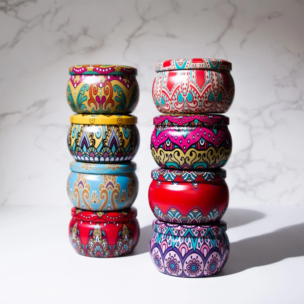 Watercolor Tin Containers Custom Metal Seamless Empty Tin Box