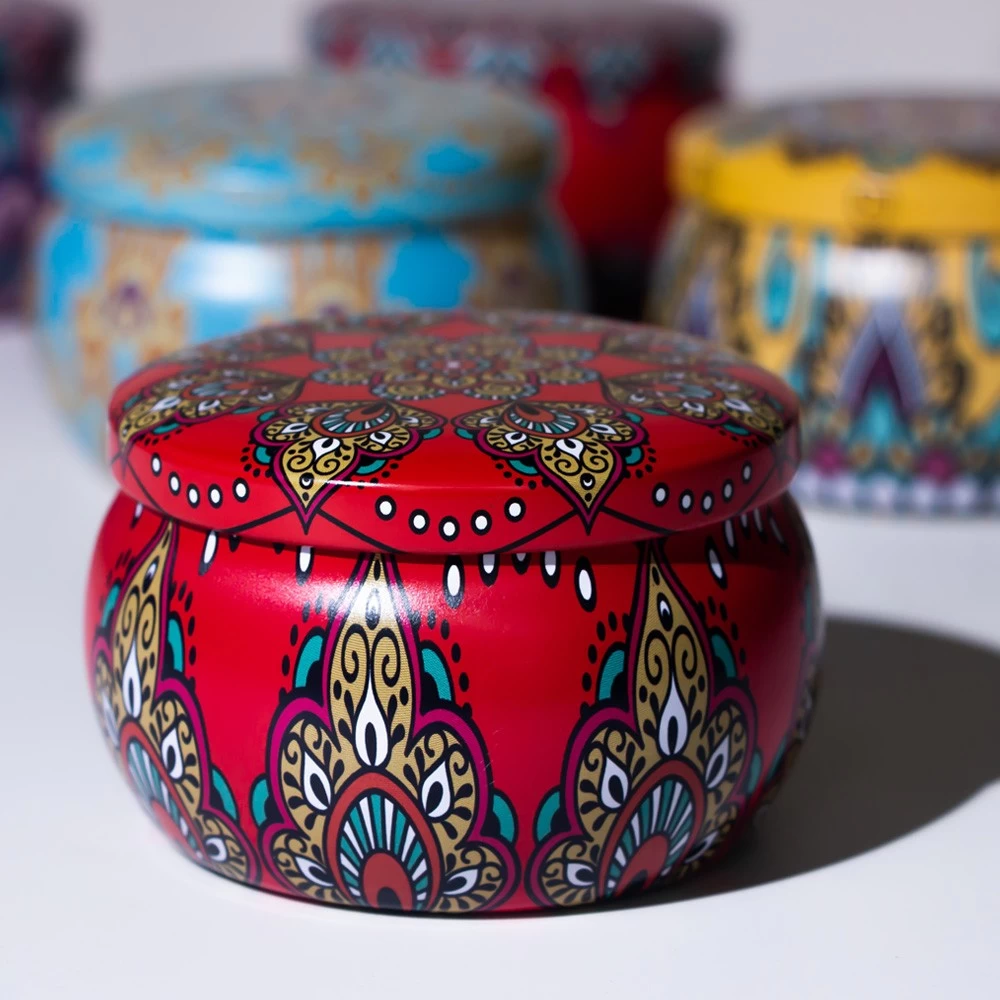 Watercolor Tin Containers Custom Metal Seamless Empty Tin Box