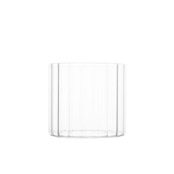 Luxury Striped Sustainable Borosilicate Glass with Striped Glass Lid