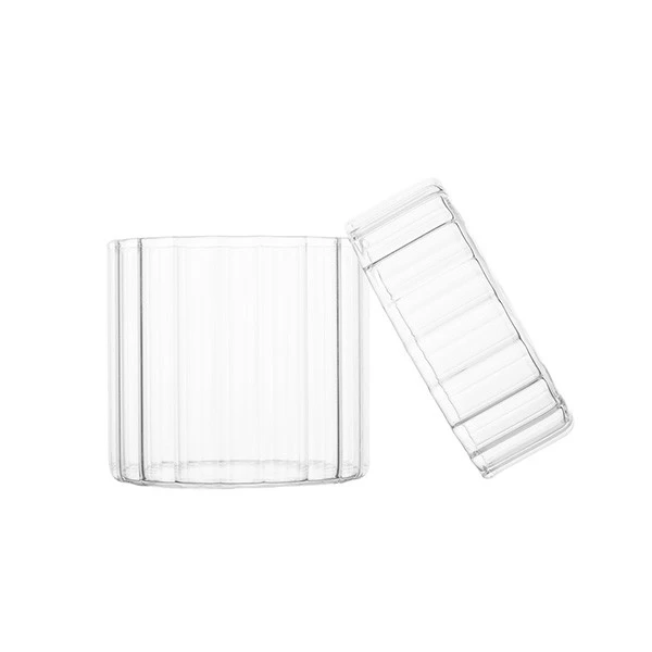 Luxury Striped Sustainable Borosilicate Glass with Striped Glass Lid