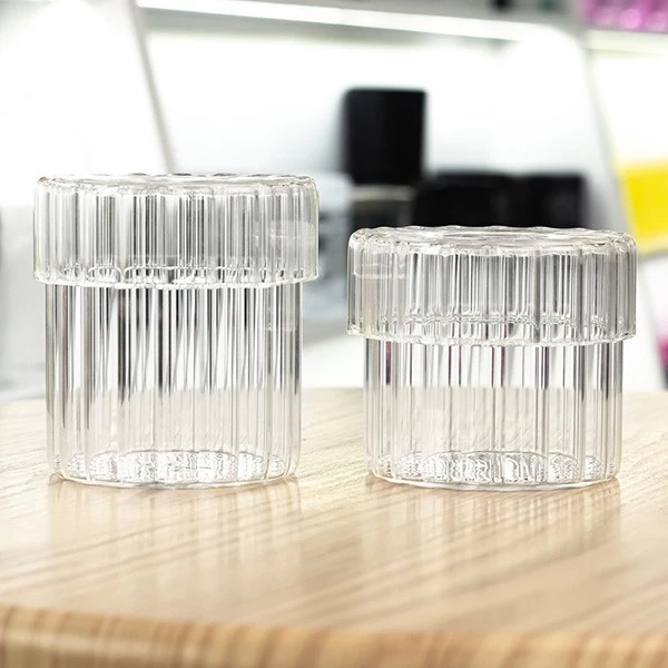 Luxury Striped Sustainable Borosilicate Glass with Striped Glass Lid