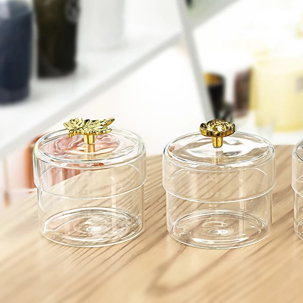 11oz Borosilicate Jar with Lid Gold Butterfly
