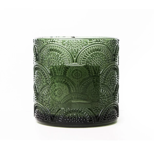15oz Forest Green Glass Candle Jar with Lid