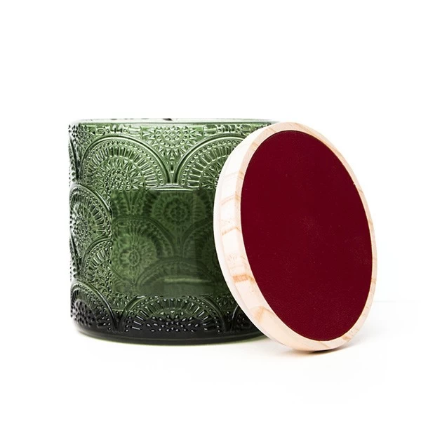 15oz Forest Green Glass Candle Jar with Lid