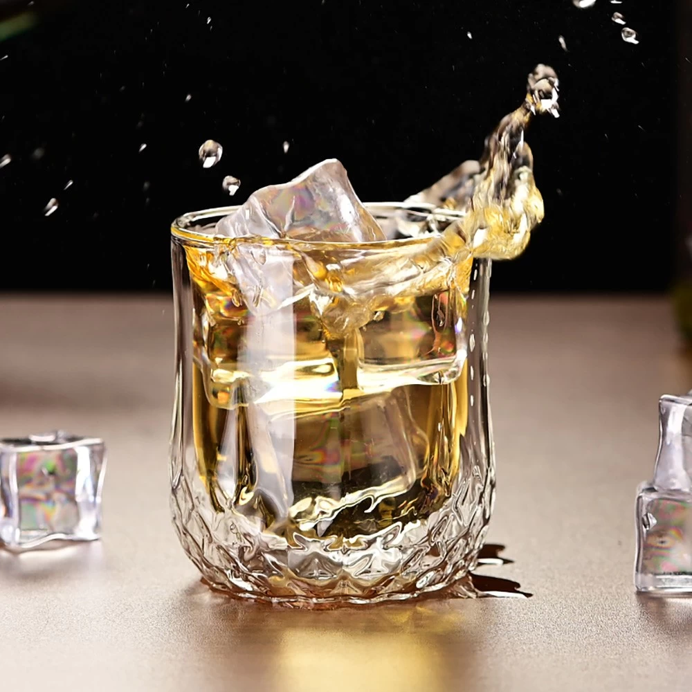 Producing 8oz Double Wall Borosilicate Glass Diamond Drinking Beer Cup Old Fashion Glasses for Cocktails