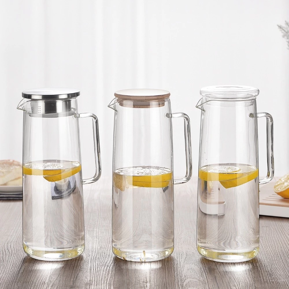 Wholesale Juice Containers Drink Pitcher with Lid Glass Cold Water Jug Sun Tea Jar