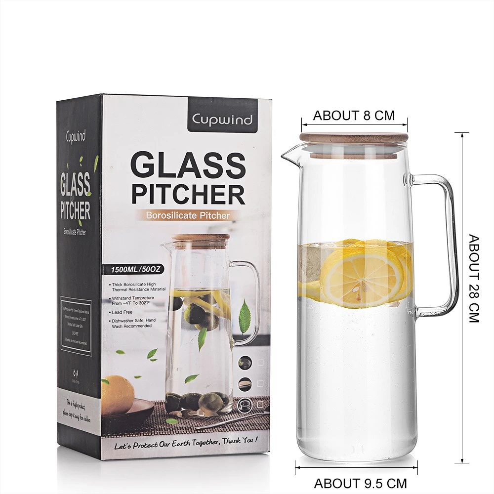 Wholesale Juice Containers Drink Pitcher with Lid Glass Cold Water Jug Sun Tea Jar