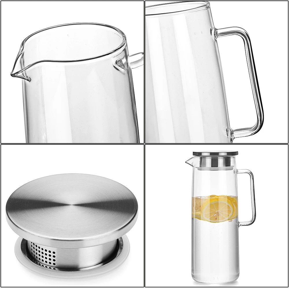 Wholesale Juice Containers Drink Pitcher with Lid Glass Cold Water Jug Sun Tea Jar
