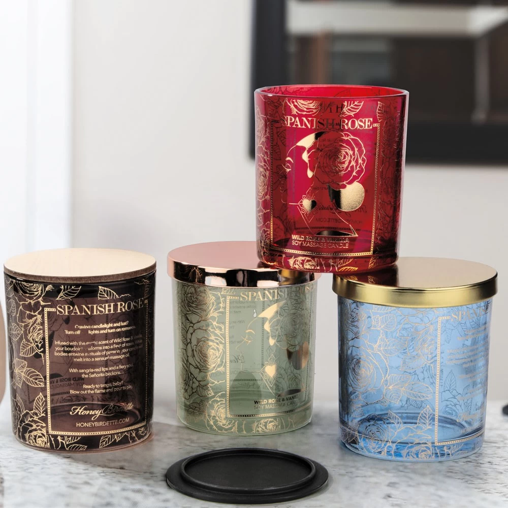 Custom Luxury Hot Stamping Decal Printing Candle Holder Glass