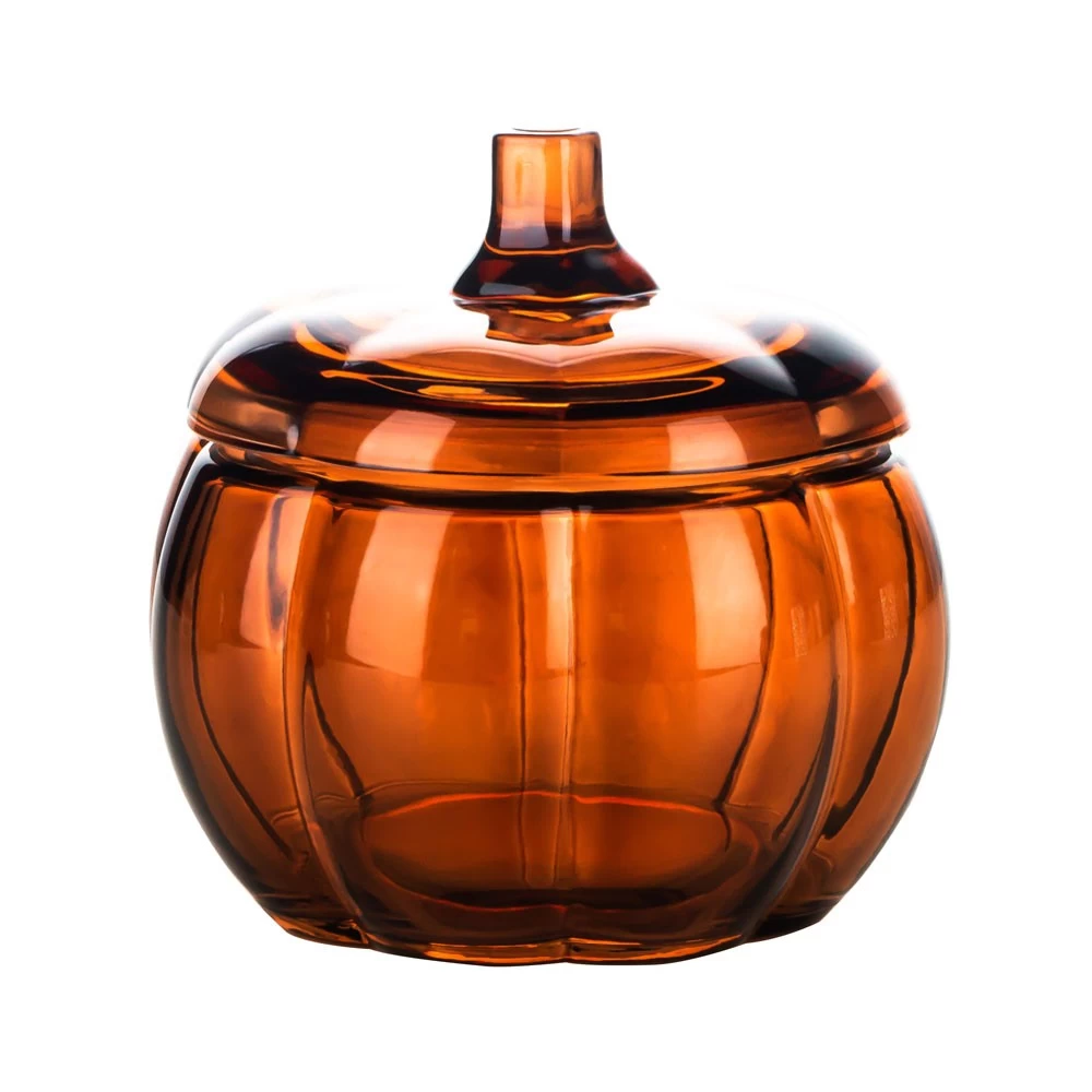 Frasco de abóbora de vidro para velas festivas 530ml