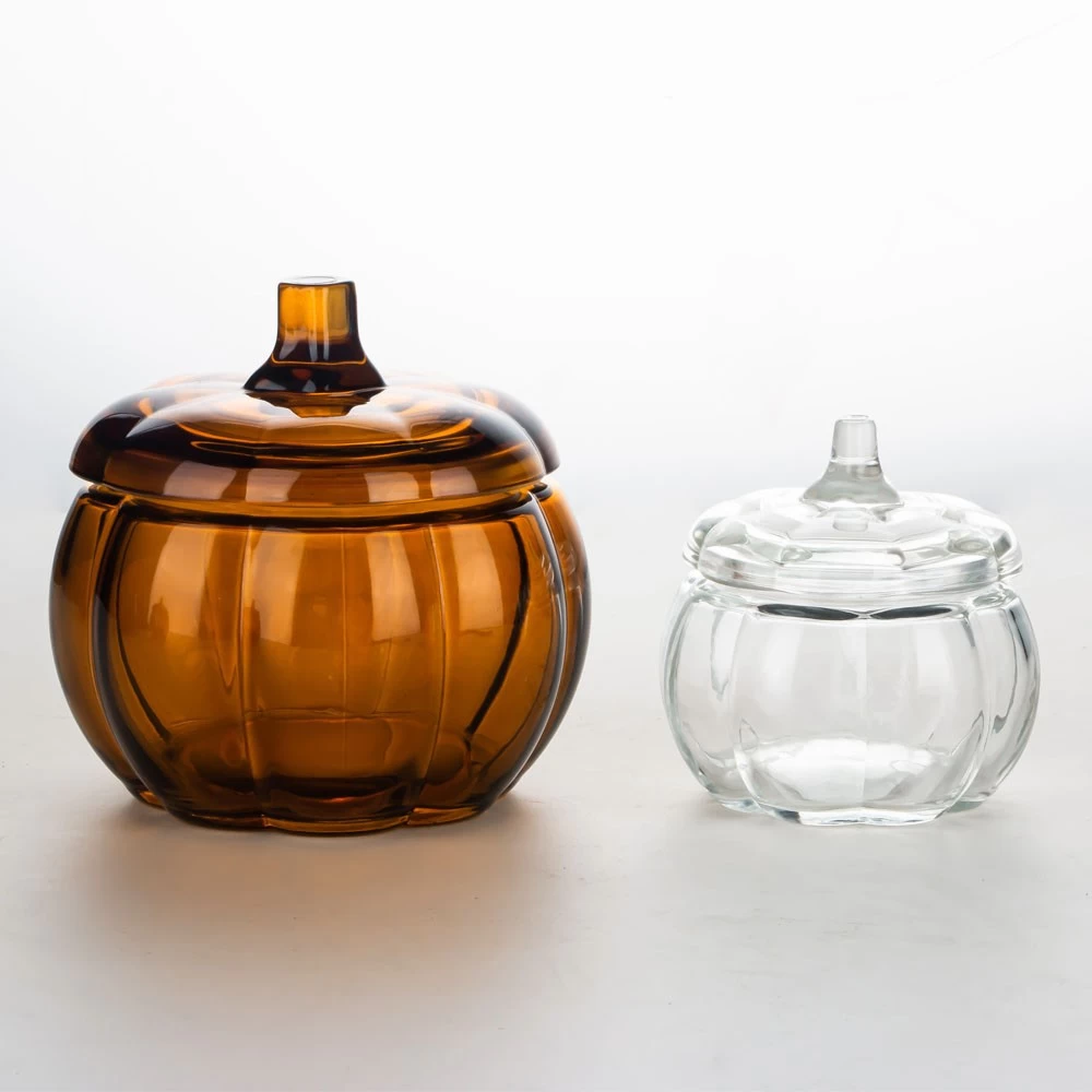 Frasco de abóbora de vidro para velas festivas 530ml