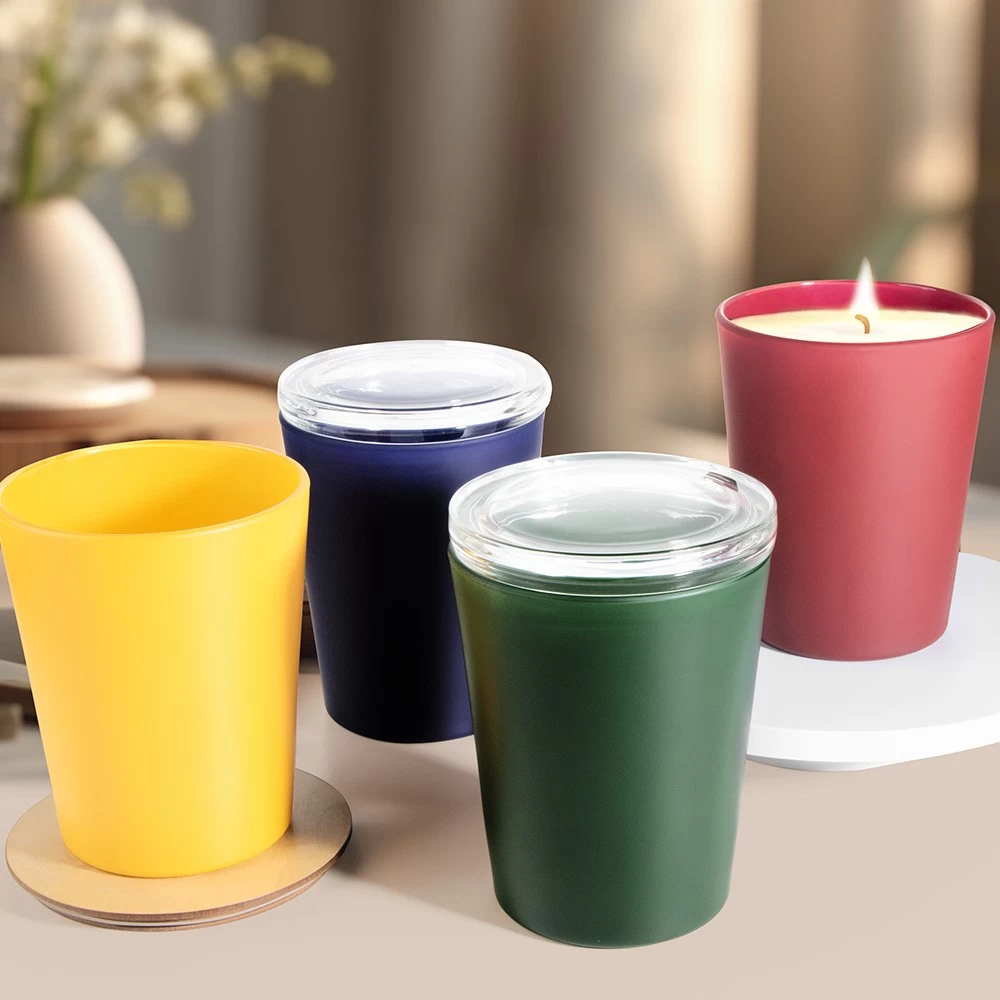 Matte Color Finish 35oz Large Conical Candle Jar, Planter Glass, Glass Vase