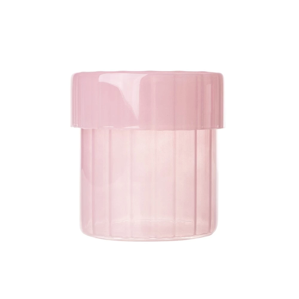 15oz Premium Colored Ribbed Borosilicate Glass Jar with Lid