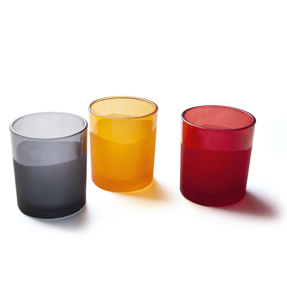 8oz Ombre glass candle holder in Matte color and glossy color spray