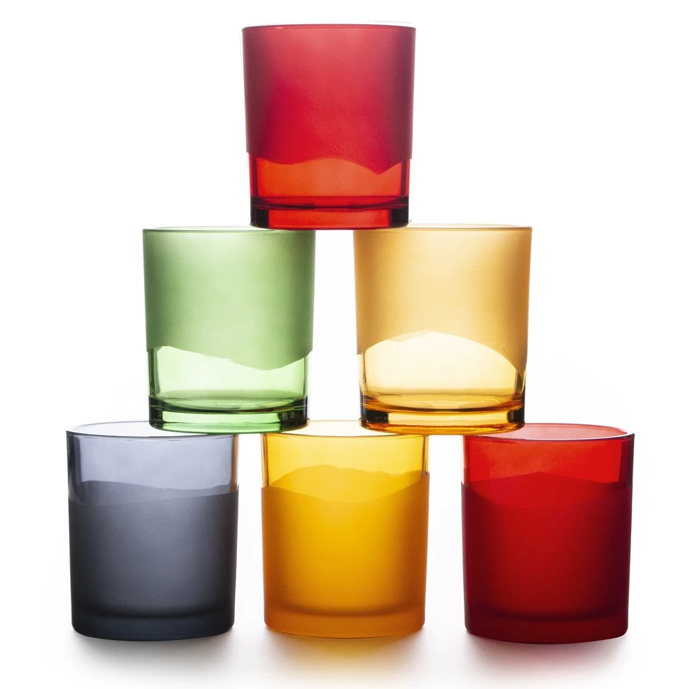 8oz Ombre glass candle holder in Matte color and glossy color spray
