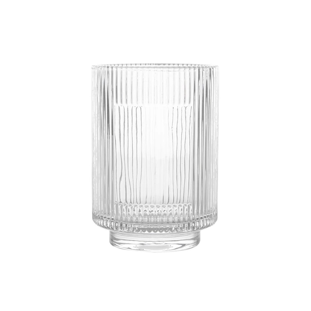 Ribbed Tumbler Glass Having Blank Label Stick Area