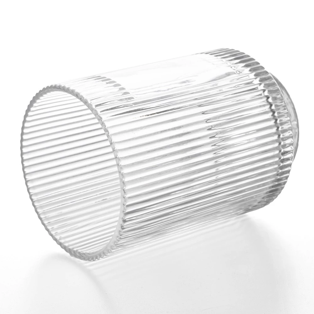 Ribbed Tumbler Glass Having Blank Label Stick Area