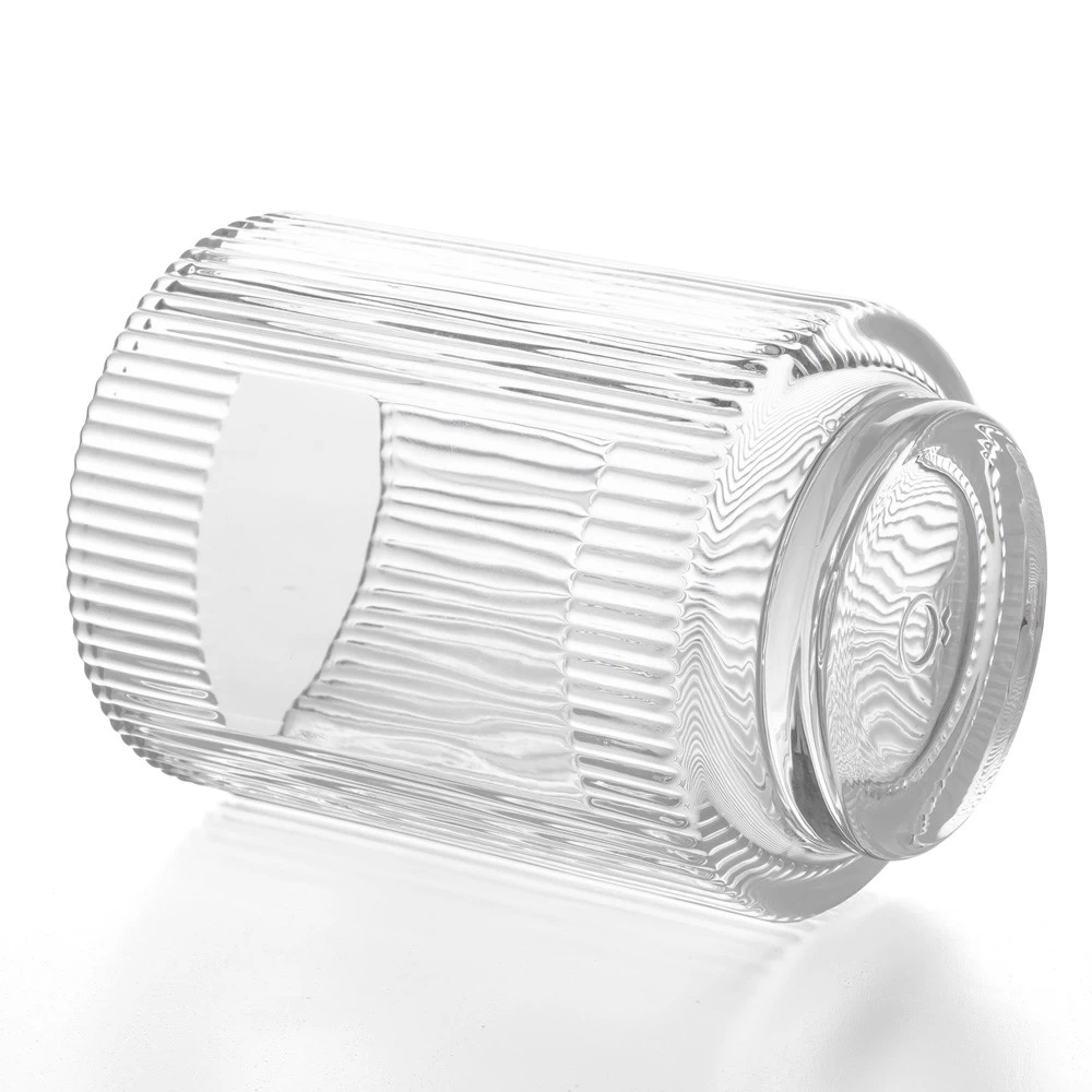 Ribbed Tumbler Glass Having Blank Label Stick Area