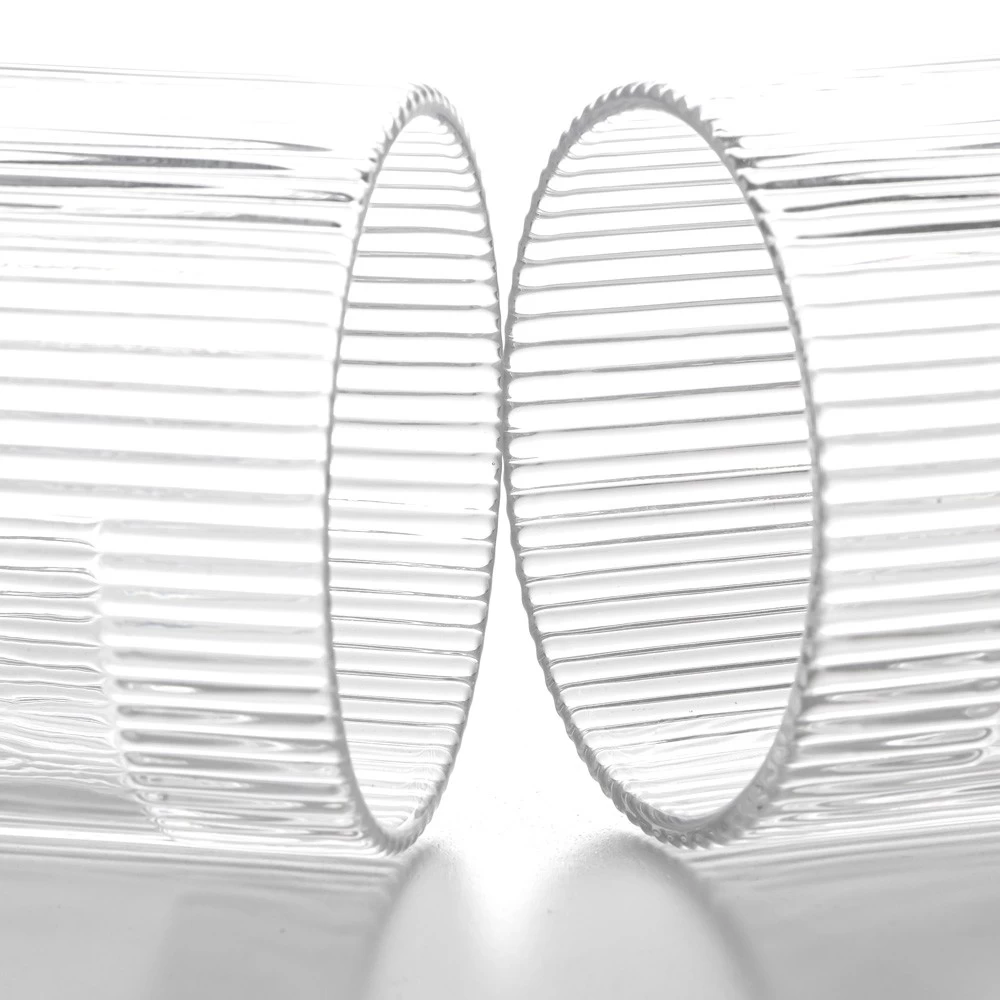 Ribbed Tumbler Glass Having Blank Label Stick Area