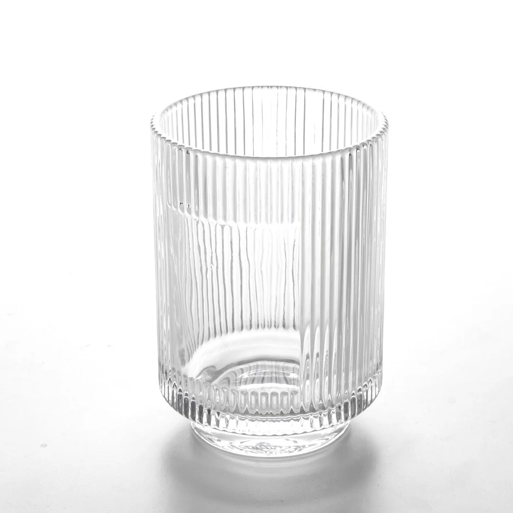 Ribbed Tumbler Glass Having Blank Label Stick Area