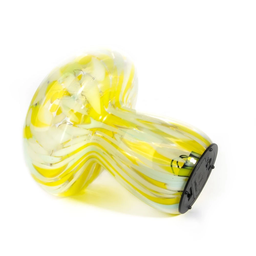 Szklana Lampka LED Grzyb 15x17cm Cytryna i Mięta