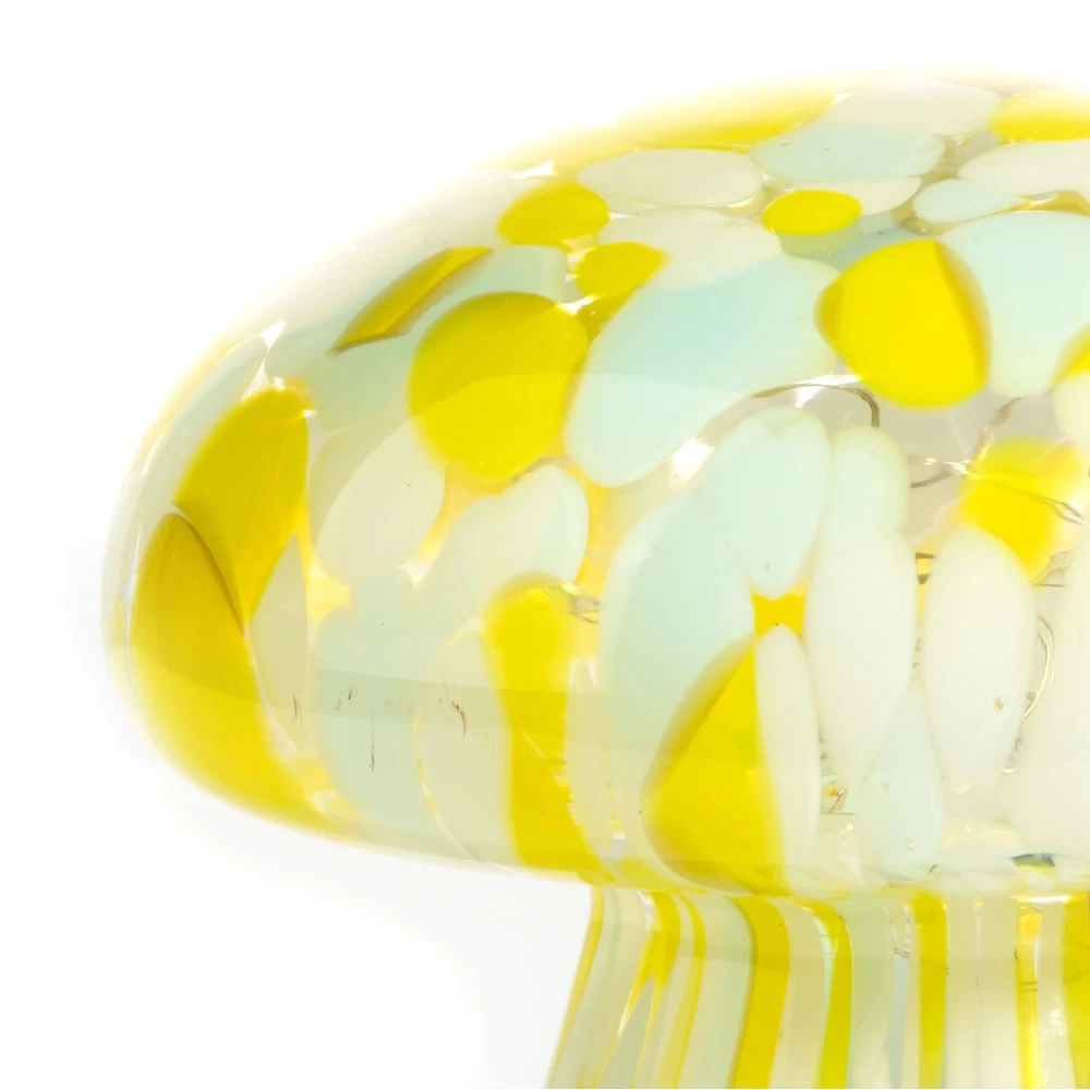 Szklana Lampka LED Grzyb 15x17cm Cytryna i Mięta